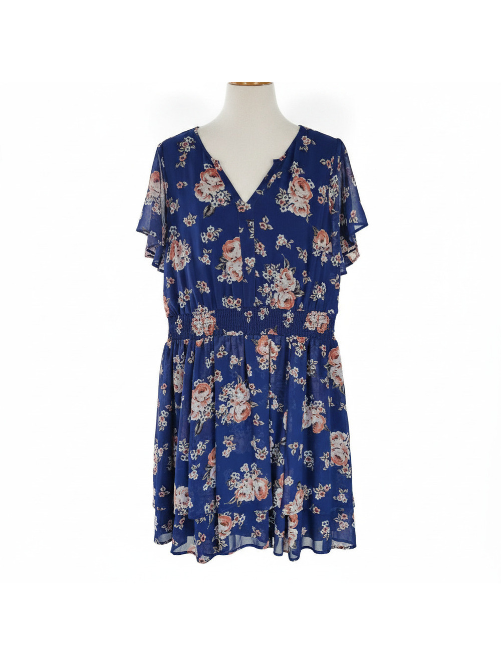 Torrid Blue Floral V-Neck Dress Size 3 NWOT